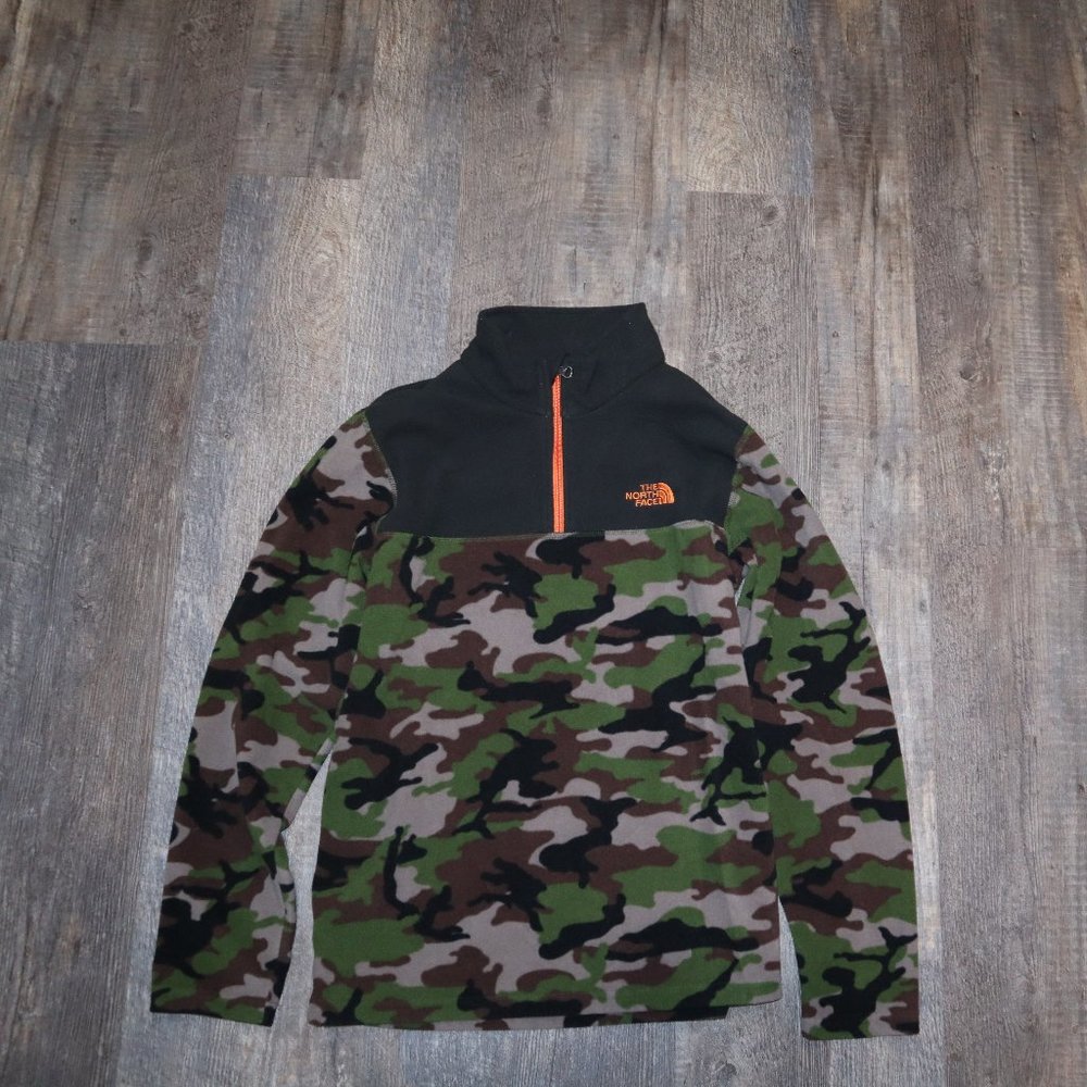 North Face Fleece Pullover, Boys XL, 1/4 Zip, Camo pattern